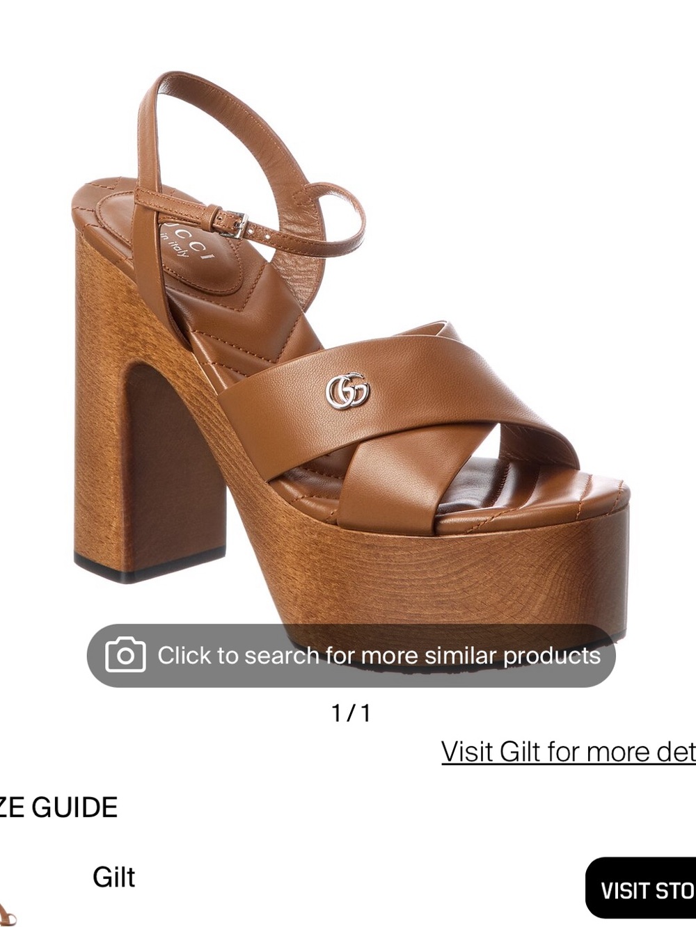 Gucci Brown Leather Platform Sandal with GG Charm